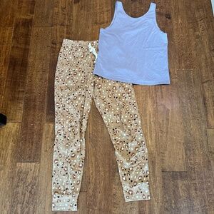 Jax & Lennon Leopard Print Sweatpants and Lavender Tank Size Small / XS
